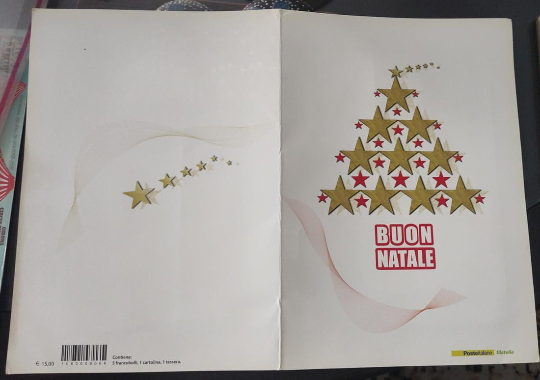 Italy Christmas stamp folder with FDC, five stamps and miniature sheet for thematic collectors