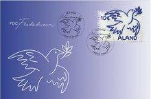 Åland 2025 Dove of Peace embroidered stamp first day cover
