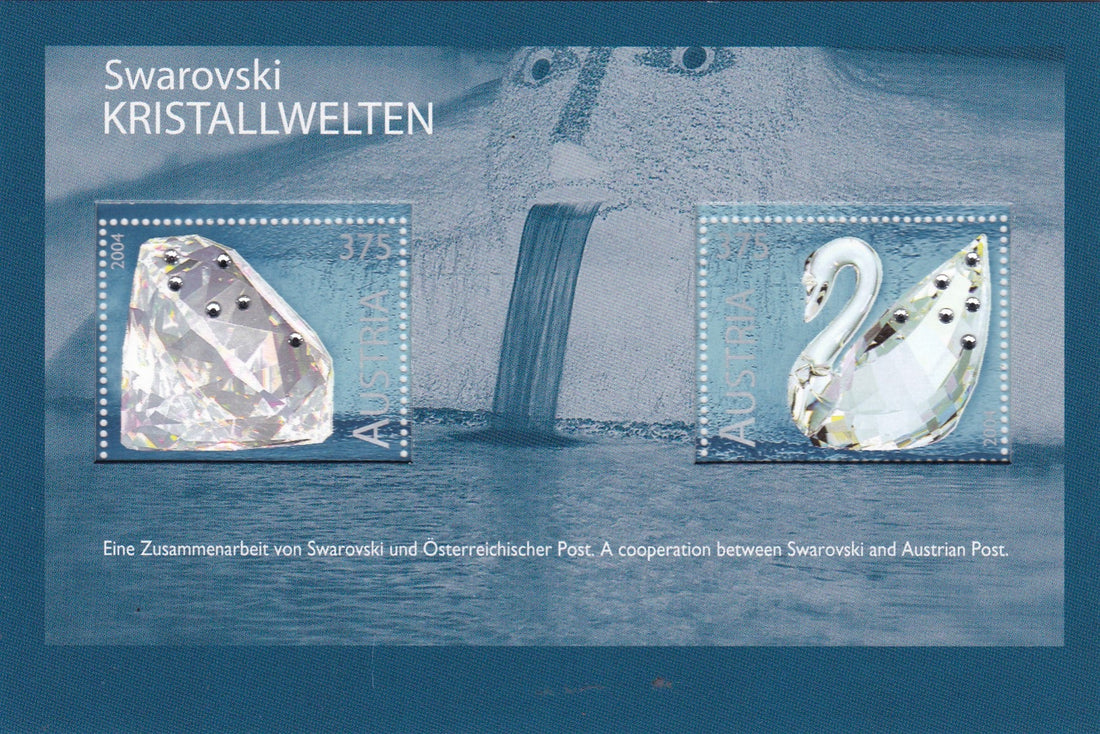 Austria 2004 Swarovski Crystal Worlds miniature sheet with crystal-applied stamps