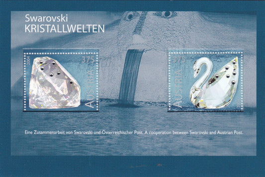 Austria 2004 Swarovski Crystal Worlds miniature sheet with crystal-applied stamps