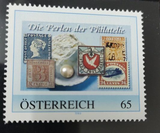 Austria stamp with real pearl affixed for unusual philately collectors