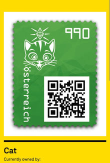 Austria Crypto Stamp 3.1 Rhino and Cat collectible offered by Bharat Exotics