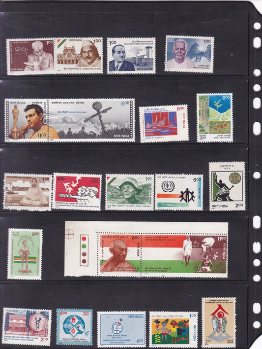 India 1994 MNH full-year stamp pack arranged for a 1990s album