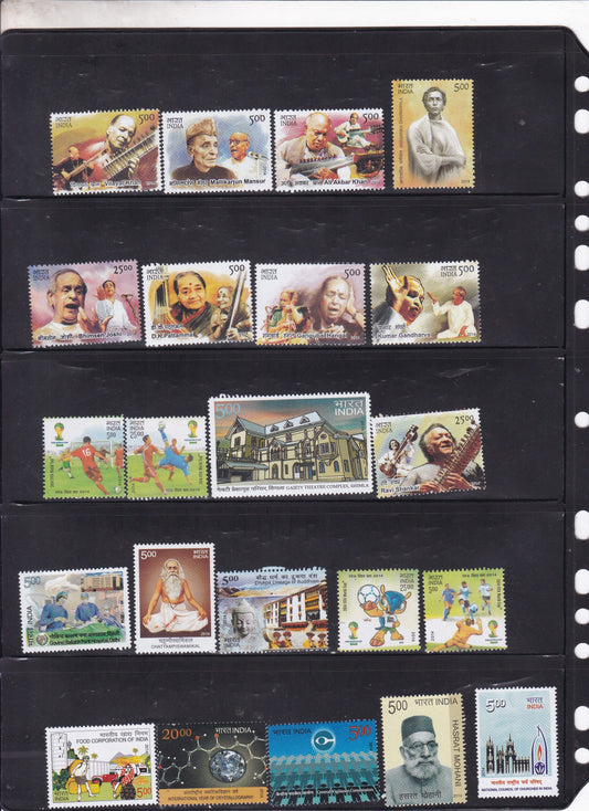 Product photograph of the India 2014 MNH stamp year pack at Bharat Exotics.