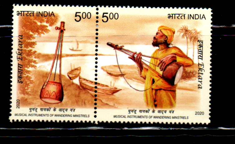 India 2020 Musical Instruments of Wandering Minstrels. Issued in setenents of 6 varieties
