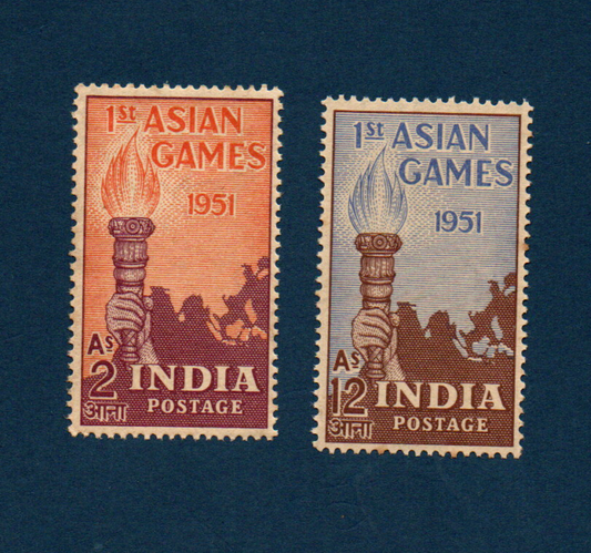 India 1951-First Asian Games stamps-2 different-issued on 04.03.1951