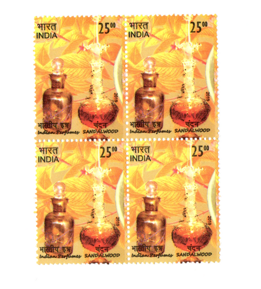 India 2019 Indian  Perfumed Sandalwoods Block of 4 Mint