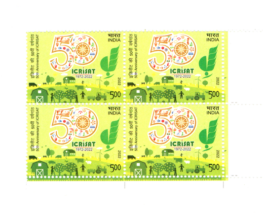 India 2022 50th Anniv. of International Crop Research Inst.for the Semi Area Tropics Block of 4 mint