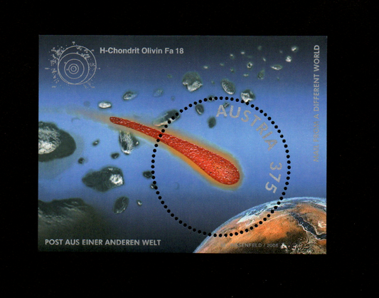 Austria - 2006 *Mail from another world*-- world's first stamp with real Meteorite powder affixed issued by Austria in 2006.  Classic Unusual in original pack .