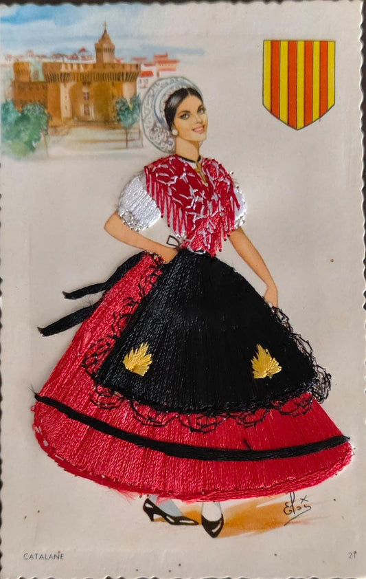 स्पेन का एक बहुत ही अनोखा विंटेज पोस्टकार्ड-प्रयुक्त पोस्टकार्ड