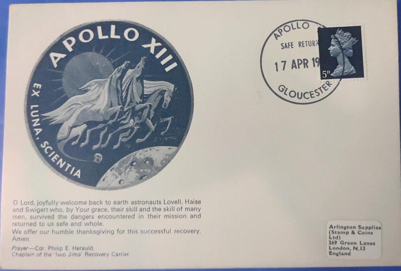 UK cover on safe return of space sattelite. Apollo XIII