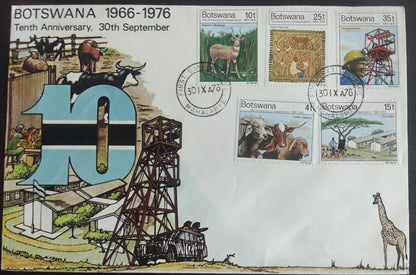 Botswana- a difficult country to get stamps from - world's first Sand Grained paper stamp set..Textured surface... FDC