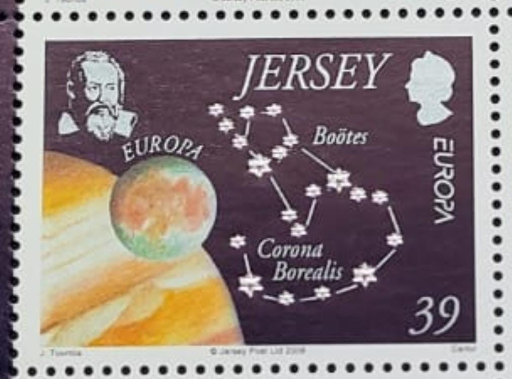 Jersey silver embossed stamp   Featuring Galelio.