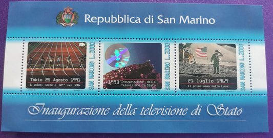 San Marino ms with hologram in middle stamp.