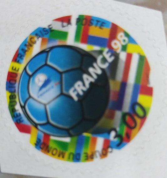 rance round shaped self adhesive stamp of 1998  Football ⚽ theme