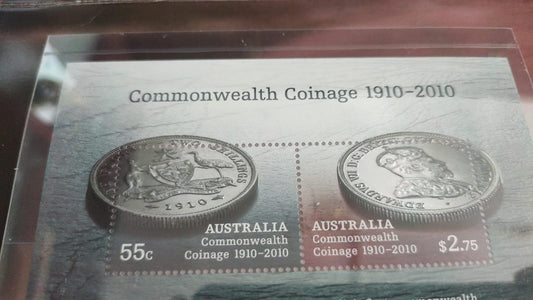 Australia 2010 australian commonwealth Coinage, presentation pack,Unusual, Embossed (feel like real coins are placed there) ,Silver foiled,mnh.