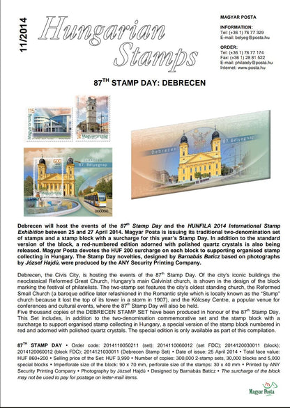 Hungary 2014 beautiful MS with real quartz affixed  In a special folder with normal Ms .