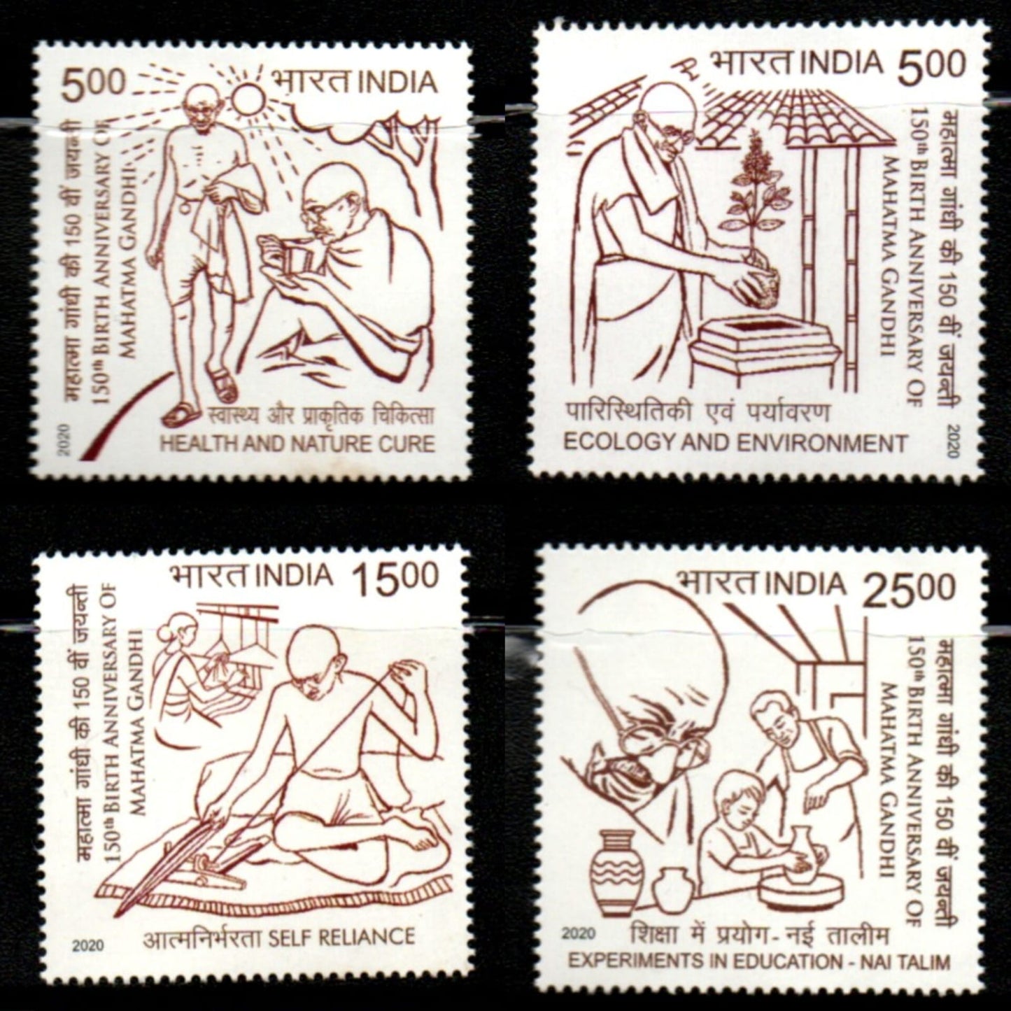 India 2020 150th Anniv.of Mahatma Gandhi set of 4 mint Stamps