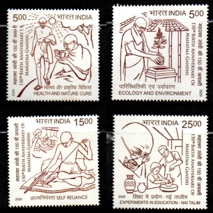 India 2020 150th Anniv.of Mahatma Gandhi set of 4 mint Stamps