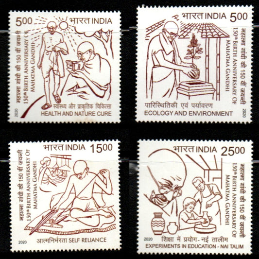 India 2020 150th Anniv.of Mahatma Gandhi set of 4 mint Stamps