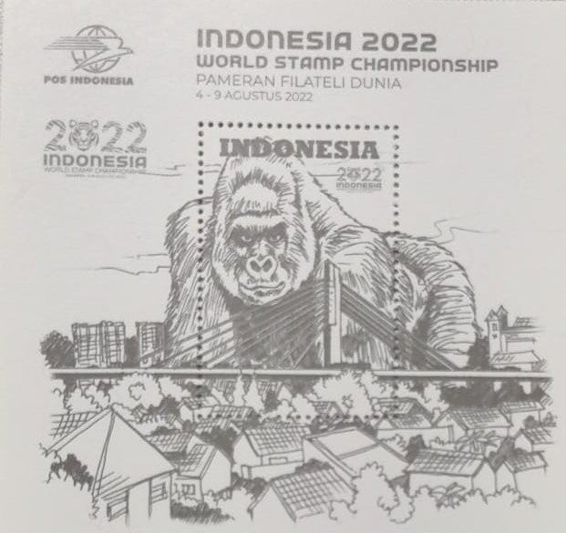 गोरिल्ला पर इंडोनेशिया-एमएस - पामेरन राष्ट्रीय डाक टिकट प्रदर्शनी 2022।