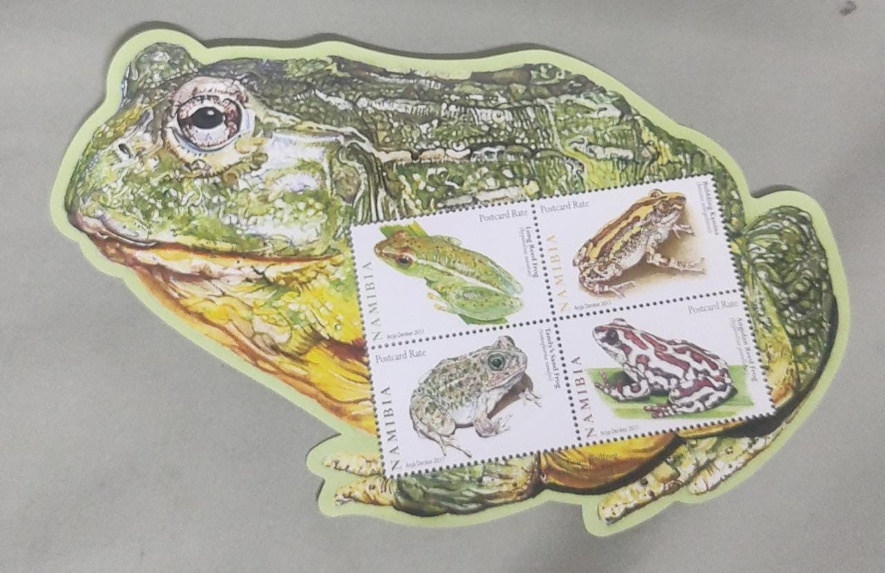 Namibia 2011 frog shaped ms on stamps of frogs. 🐸