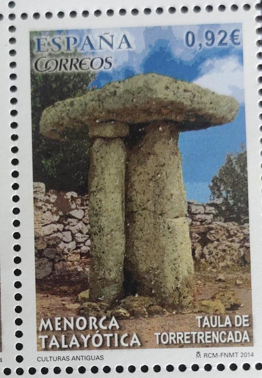 Spain stamp 2014  with real rock powder affixed