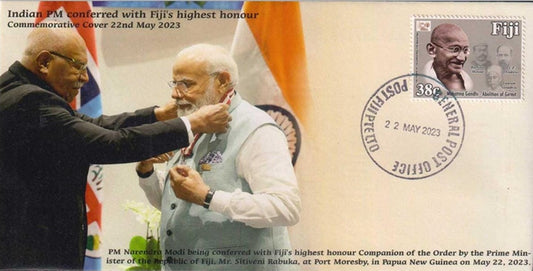 2023 भारत पीएम मोदी को फिजी के सर्वोच्च सम्मान स्मारक कवर से सम्मानित किया गया