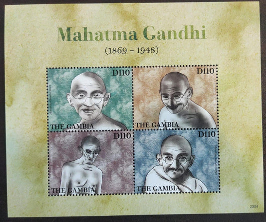 The Gambia -sheetlet of 4 diff high value stamps.