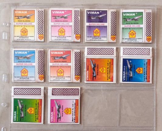 10 different match boxes on aeroplane ✈️