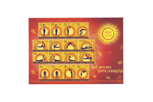 India- Miniature sheet Yoga -Surya Namaskar