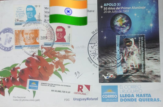 Uruguay 2019 3D image ms used MS on registered cover.