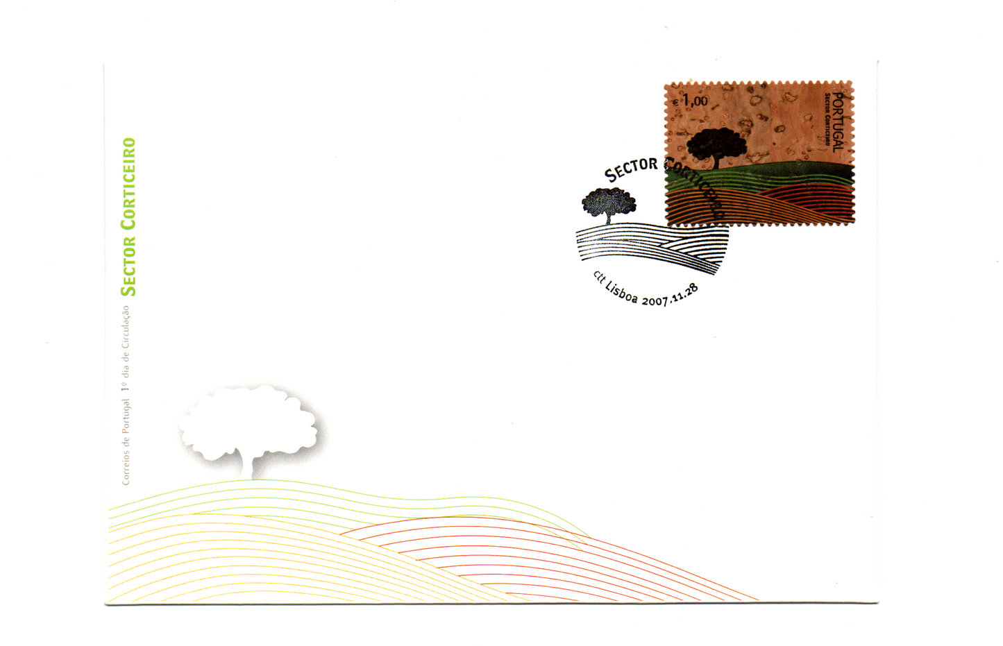Portugal 2007 – The Cork Stamp First Day Cover – Stamp made of Cork-World's first.