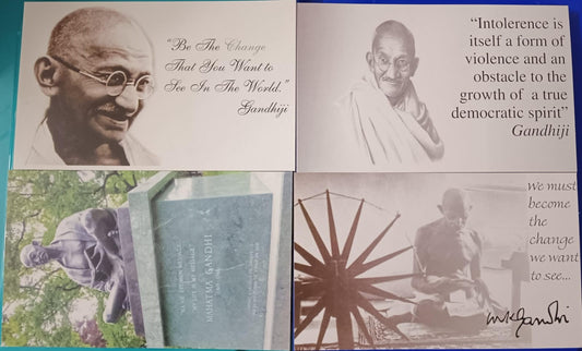 Set of 4 blank picture postcards on Gandhiji