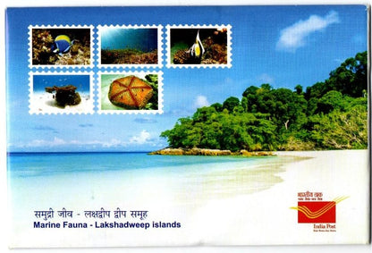 A beautiful set of 5 pic postcards on Marine Fauna of Lakshadweep islands, issued during Kerapex 2026 with exhibition logo special cancellation.