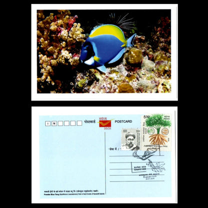 A beautiful set of 5 pic postcards on Marine Fauna of Lakshadweep islands, issued during Kerapex 2026 with exhibition logo special cancellation.