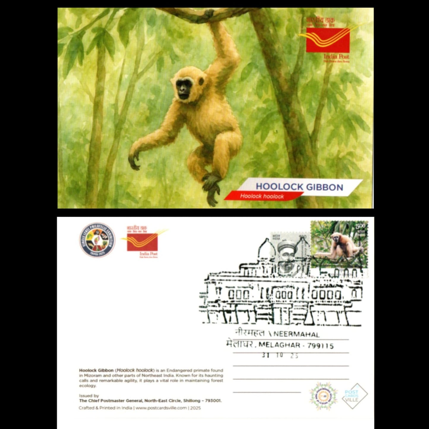 A beautiful set of picture postcards on Biodiversity of India's North East, with inauguration day permanent pictorial cancellations of Neermahal