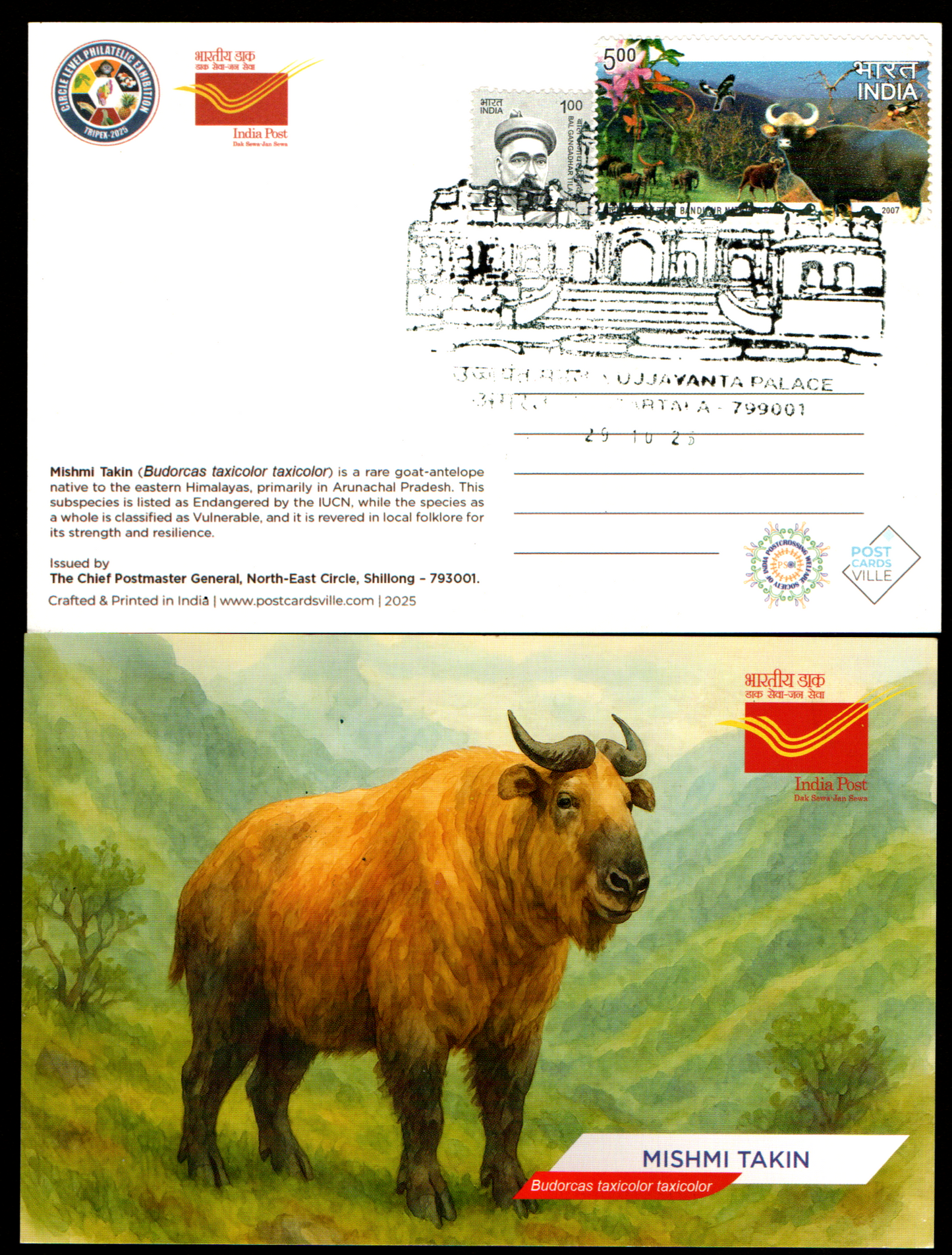 A beautiful set of picture postcards on Biodiversity of India's North East, with inauguration day Ujjayanta Palace ,Agartala
