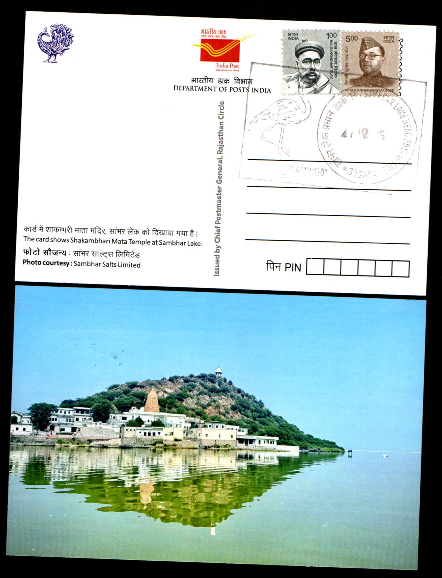 Beautiful set of 5 picture postcards with inauguration day permanent pictorial cancellation on migratory birds Flamingo 🦩 that comes to Sambhar Lake, Rajasthan