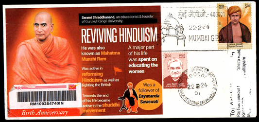 Permanent Pictorial  Postally Travelled Cover on Reviving Hinduism -22-02-2024 From Mumbai