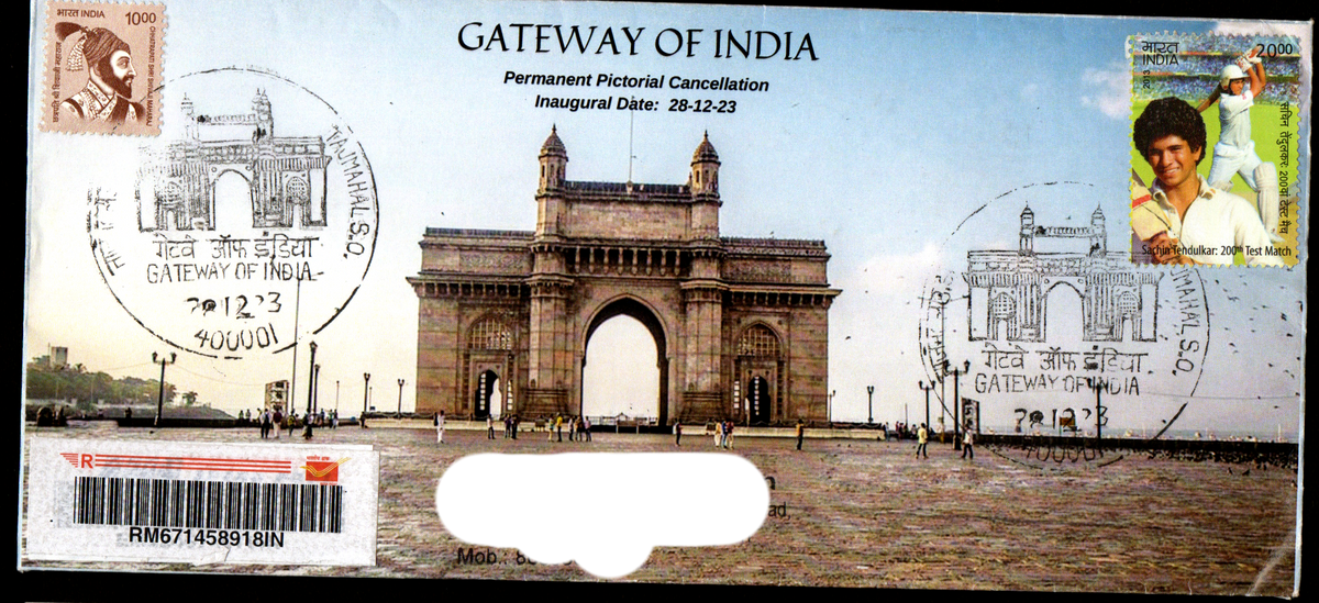 Inauguration Day Permanent Pictorial  Postally Travelled Cover on Gateway of India  -28-12-2023 From Mumbai