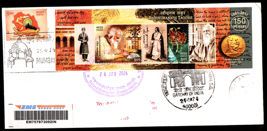 Permanent Pictorial Cancellation Cover on Gateway of India Postally Travelled Cover 24-01-2024 from Mumbai
