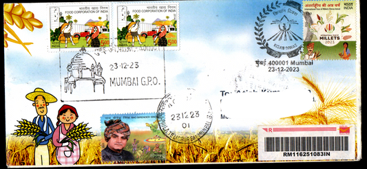 Special Cancellation with permanent pictorial Cancellation on Kisan Diwas Postally Travelled Cover23-12-2023 from Mumbai