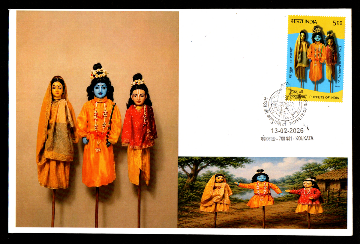 Puppets of India 2025 private First day covers-cancelled from different places/states where these puppets belongs to