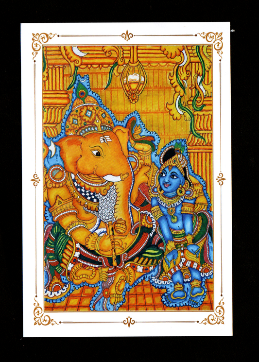 Nirakkoottu- set of 4 beautiful Picture postcards on hindu Gods and Goddess- paintings done by a transgender person .
