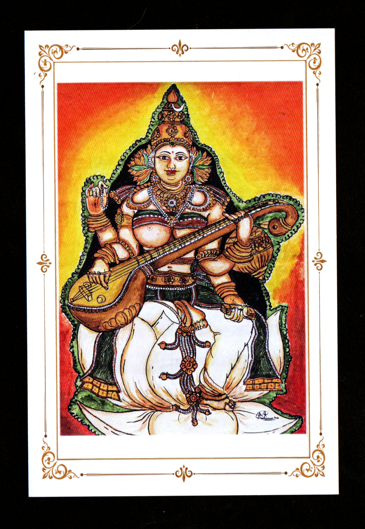 Nirakkoottu- set of 4 beautiful Picture postcards on hindu Gods and Goddess- paintings done by a transgender person .
