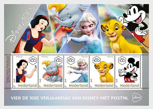 Netherlands -Beautiful ms of 100 years of Disney - featuring famous characters like Mickey mouse, etc