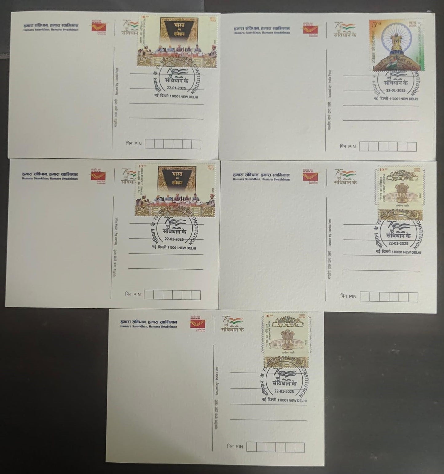 A beautiful set of 5 pic postcards issued by Dept of Posts with New Delhi cancellation. dated 22-01-2025