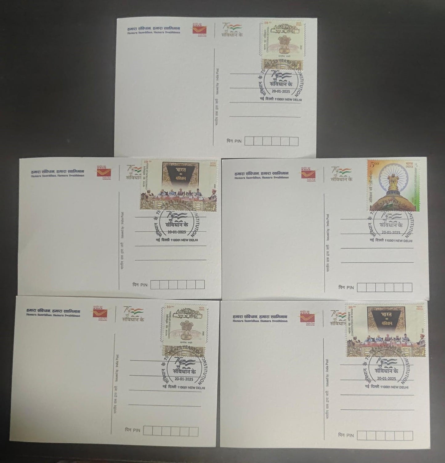 A beautiful set of 5 pic postcards issued by Dept of Posts with New Delhi cancellation. dated 20-01-2025
