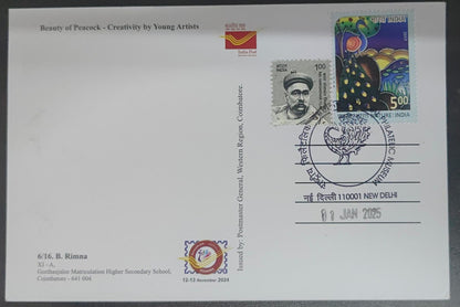National philatelic museum PPC on picture postcards issued by India post.   Ppc is peacock 🦚 shaped.  Cancellation on pic post cards featuring peacock 🦚.